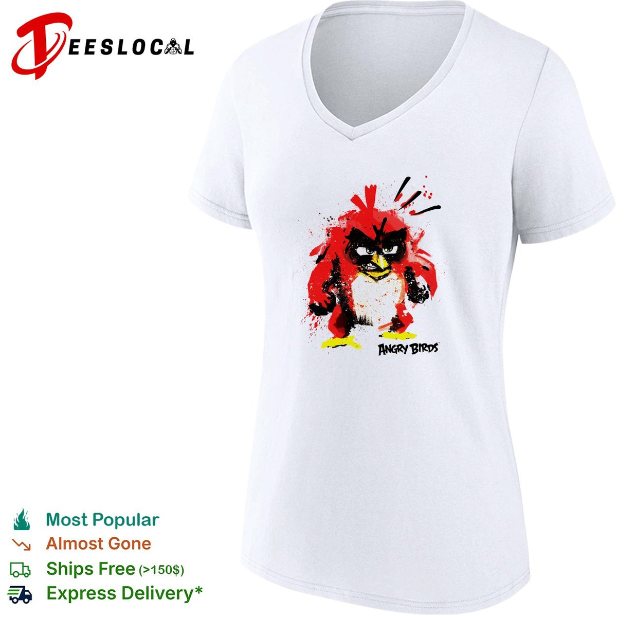 Angry Birds red bird painted splatter style vintage shirt