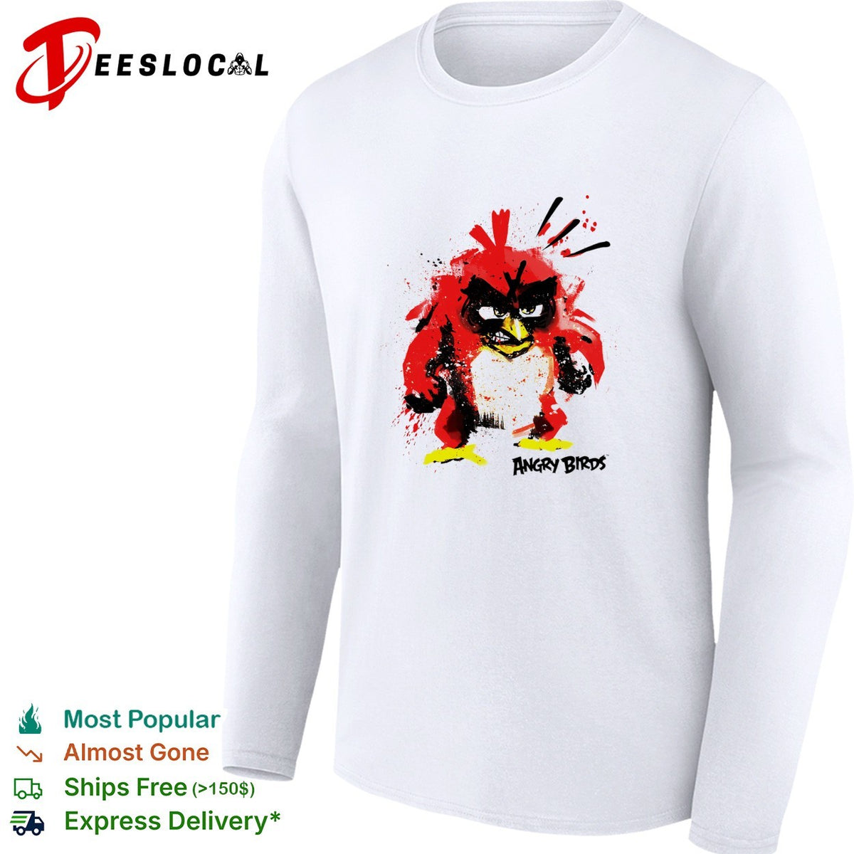 Angry Birds red bird painted splatter style vintage shirt