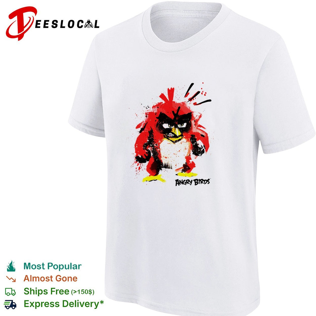 Angry Birds red bird painted splatter style vintage shirt