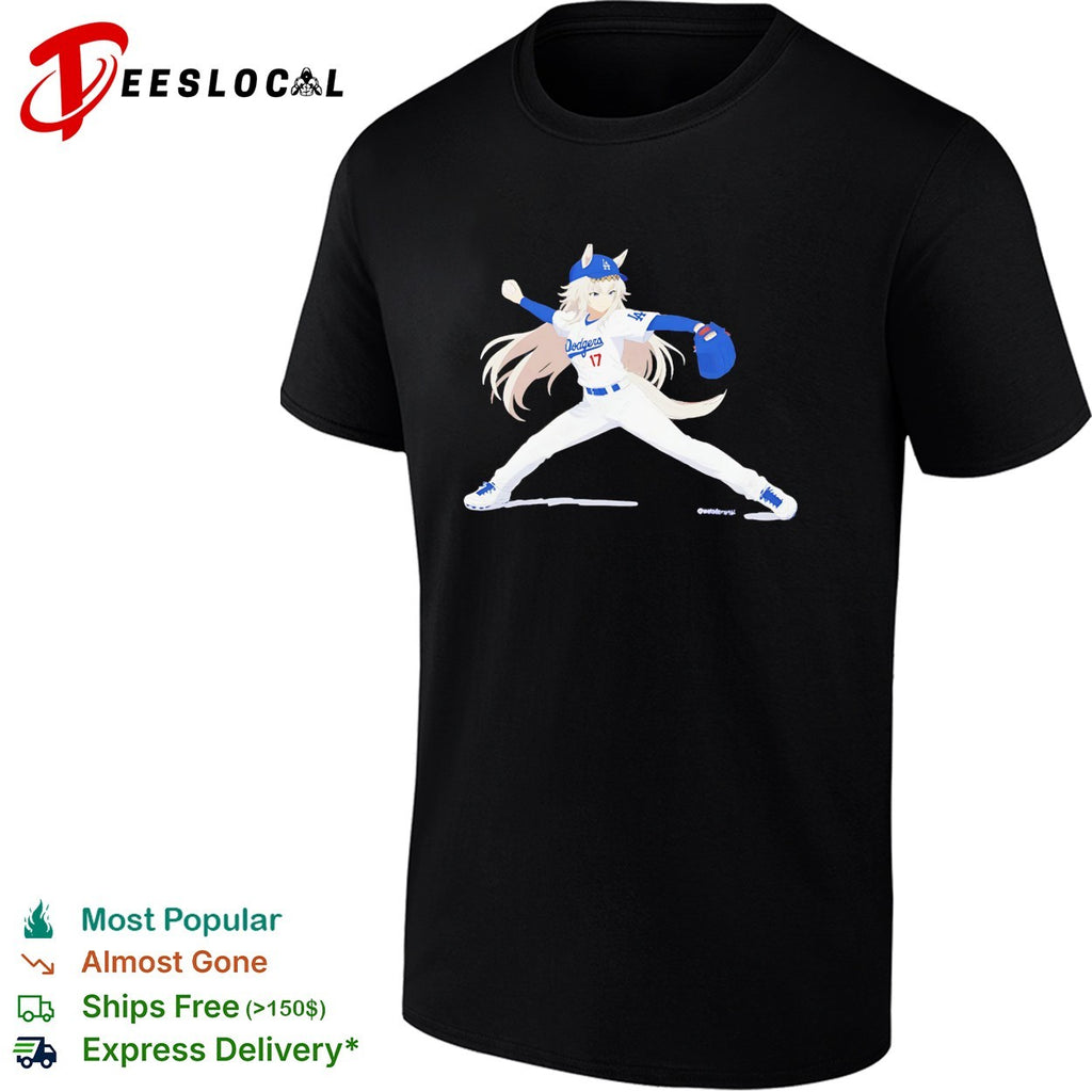 Anime style baseball pitcher number 17 action illustration shirt