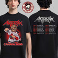 Anthrax Canada 2026 Tour Merch Tee No Man Mascot Canada Hockey Player Art Elbows Up T-Shirt