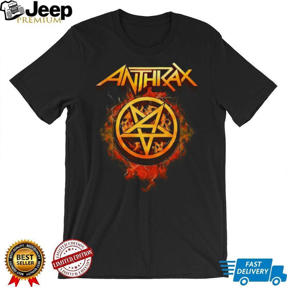 Anthrax Flaming Pentagram Logo Heavy Metal Graphic T Shirt
