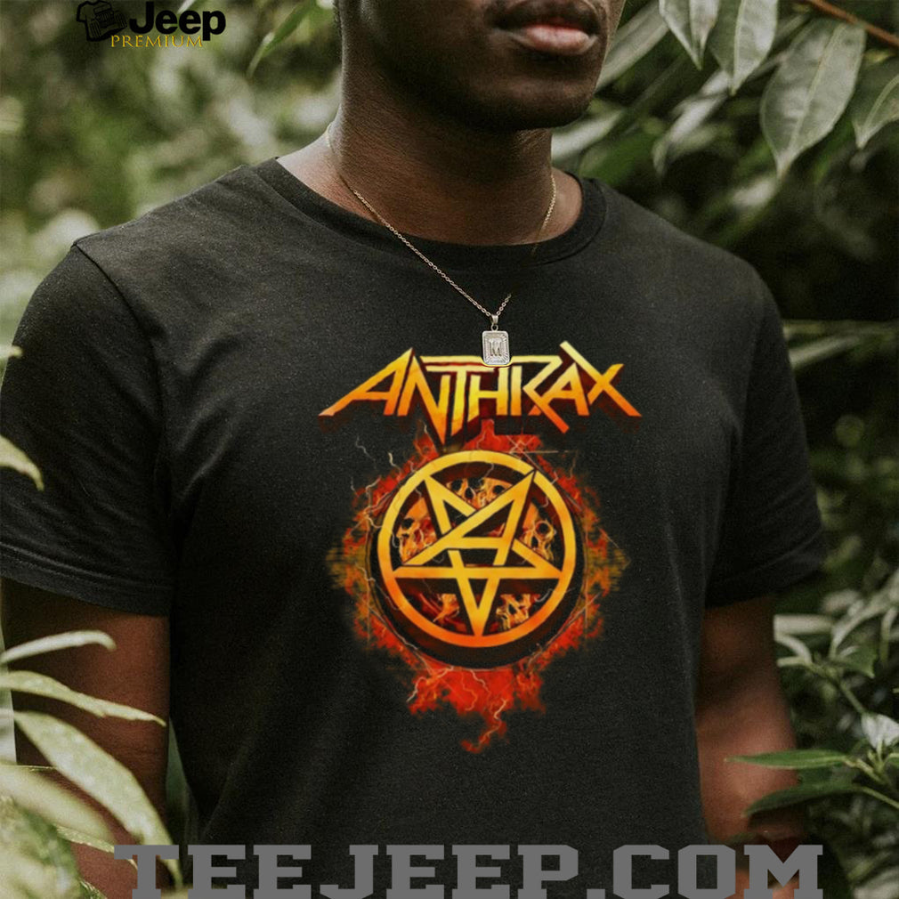 Anthrax Flaming Pentagram Logo Heavy Metal Graphic T Shirt