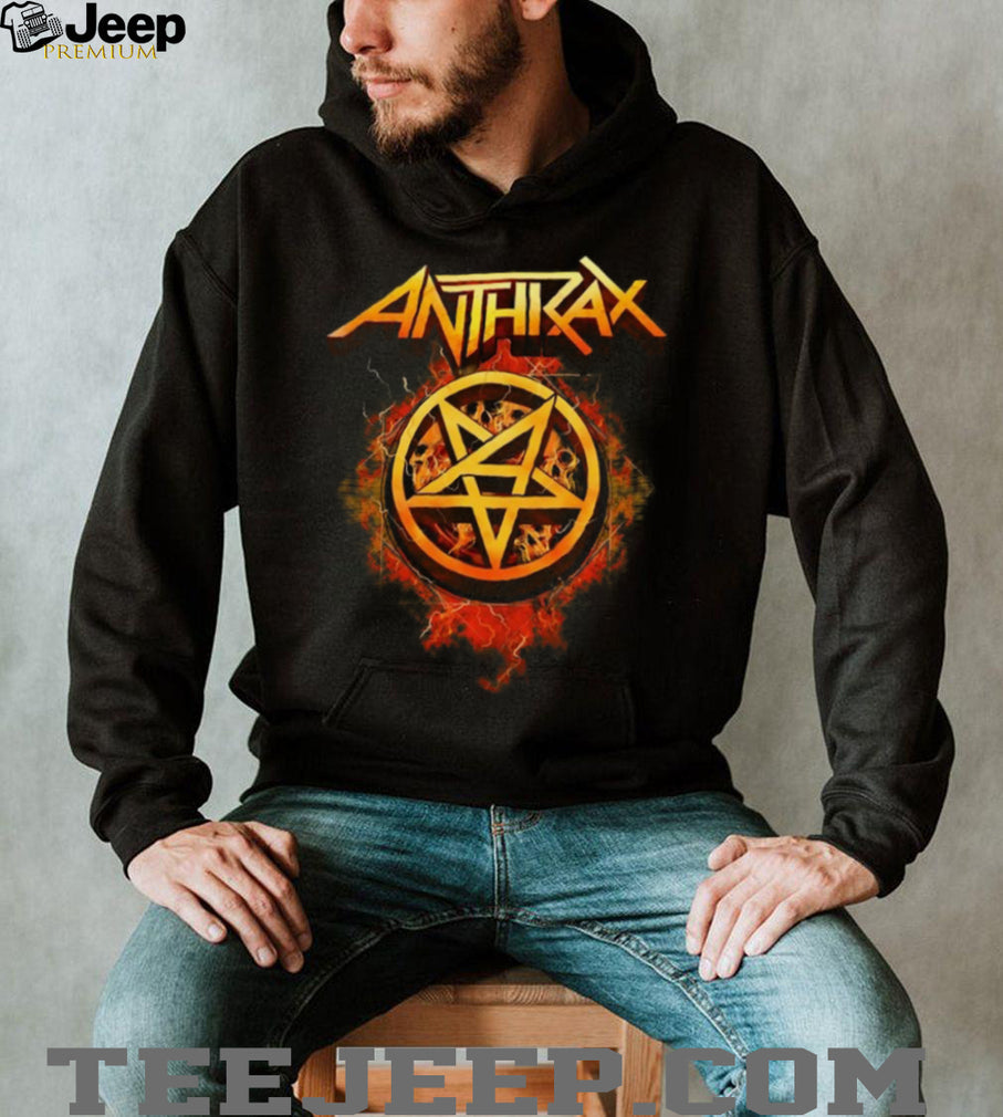 Anthrax Flaming Pentagram Logo Heavy Metal Graphic T Shirt