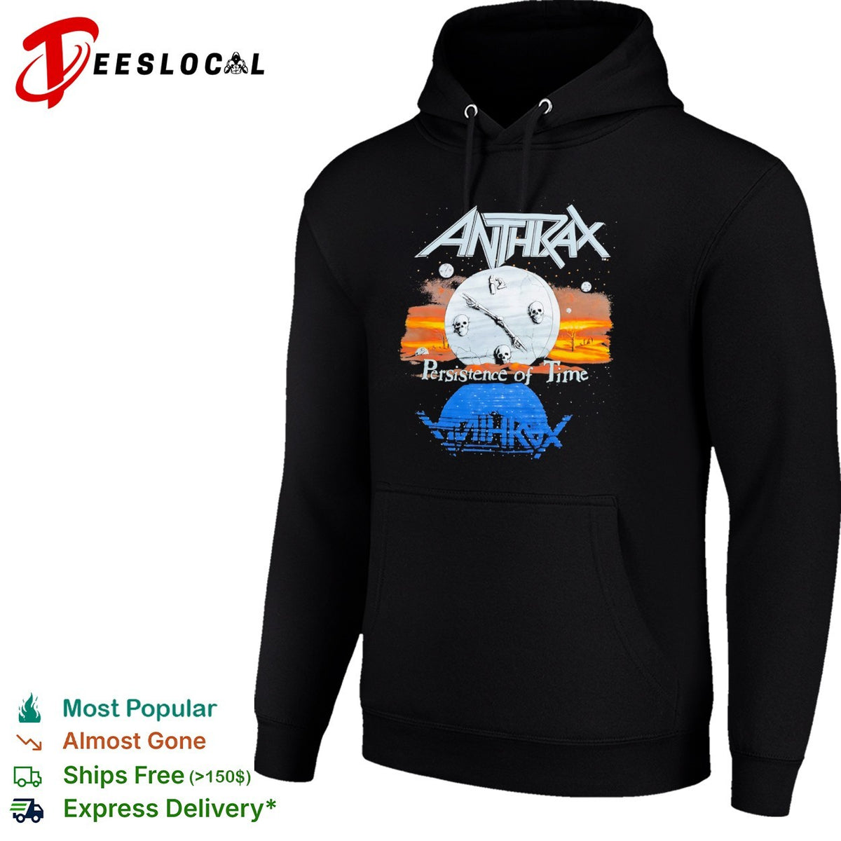 Anthrax persistence of time skull clock shirt