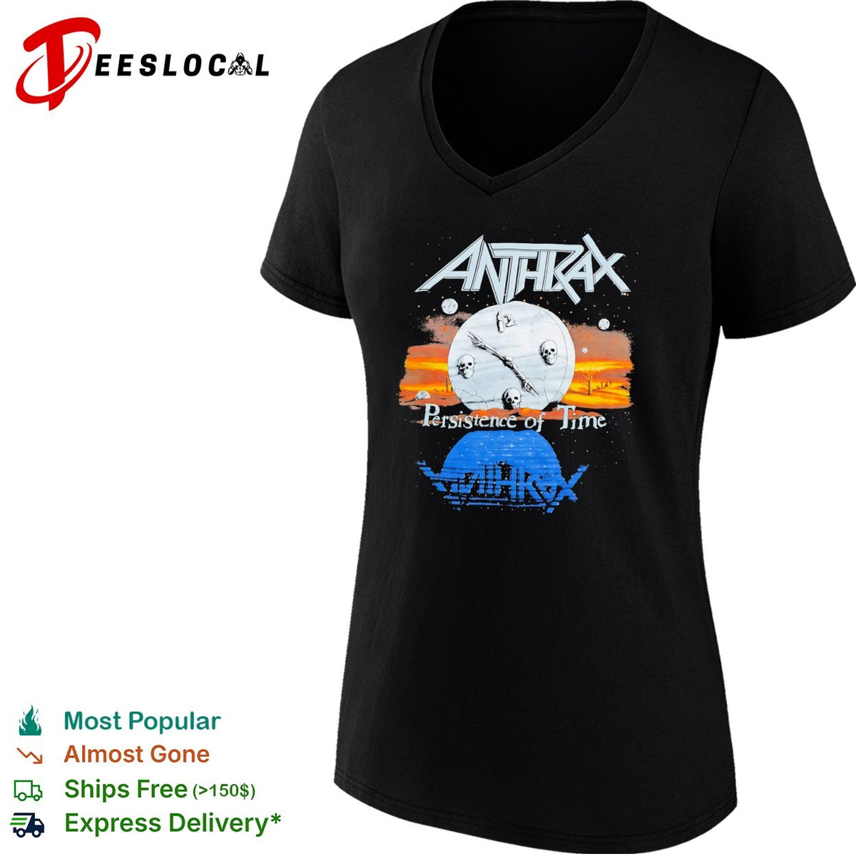 Anthrax persistence of time skull clock shirt