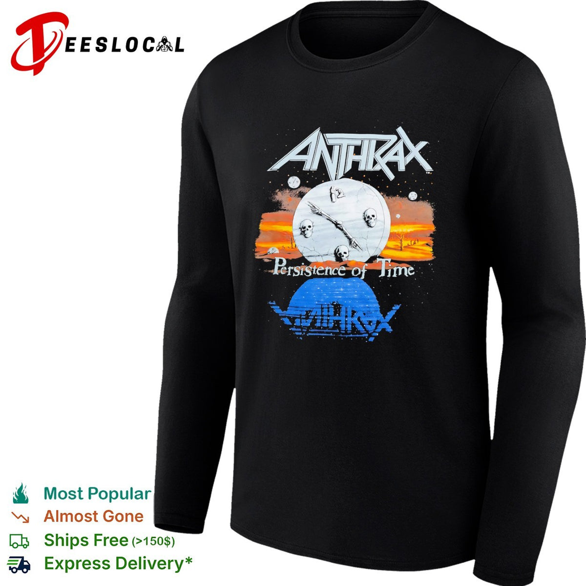 Anthrax persistence of time skull clock shirt