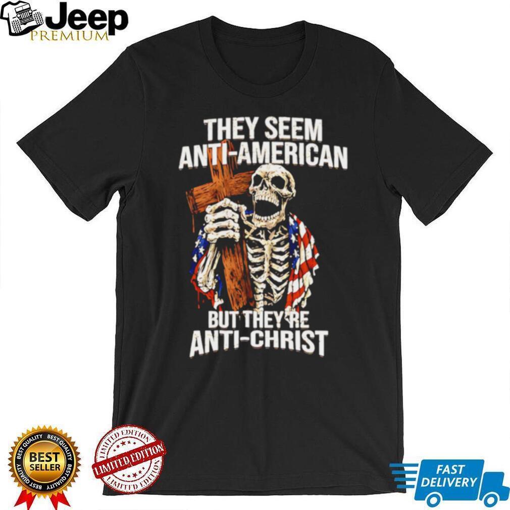 Anti American Anti Christ Skeleton Cross Patriotic Graphic T Shirt