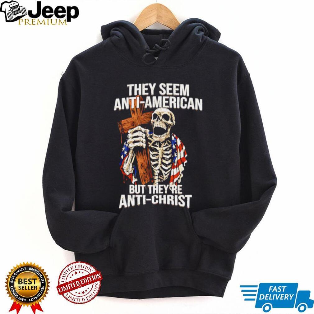 Anti American Anti Christ Skeleton Cross Patriotic Graphic T Shirt
