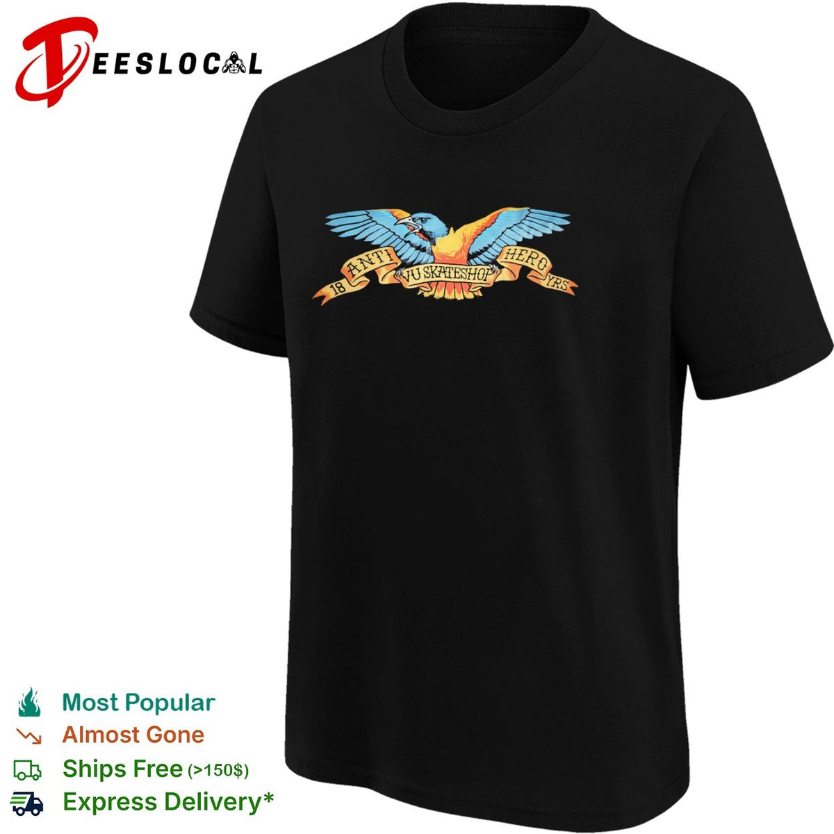 Anti Hero 18 Yrs Vu Skateshop Eagle Logo shirt