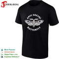 Anti social butterfly moth illustration badge shirt