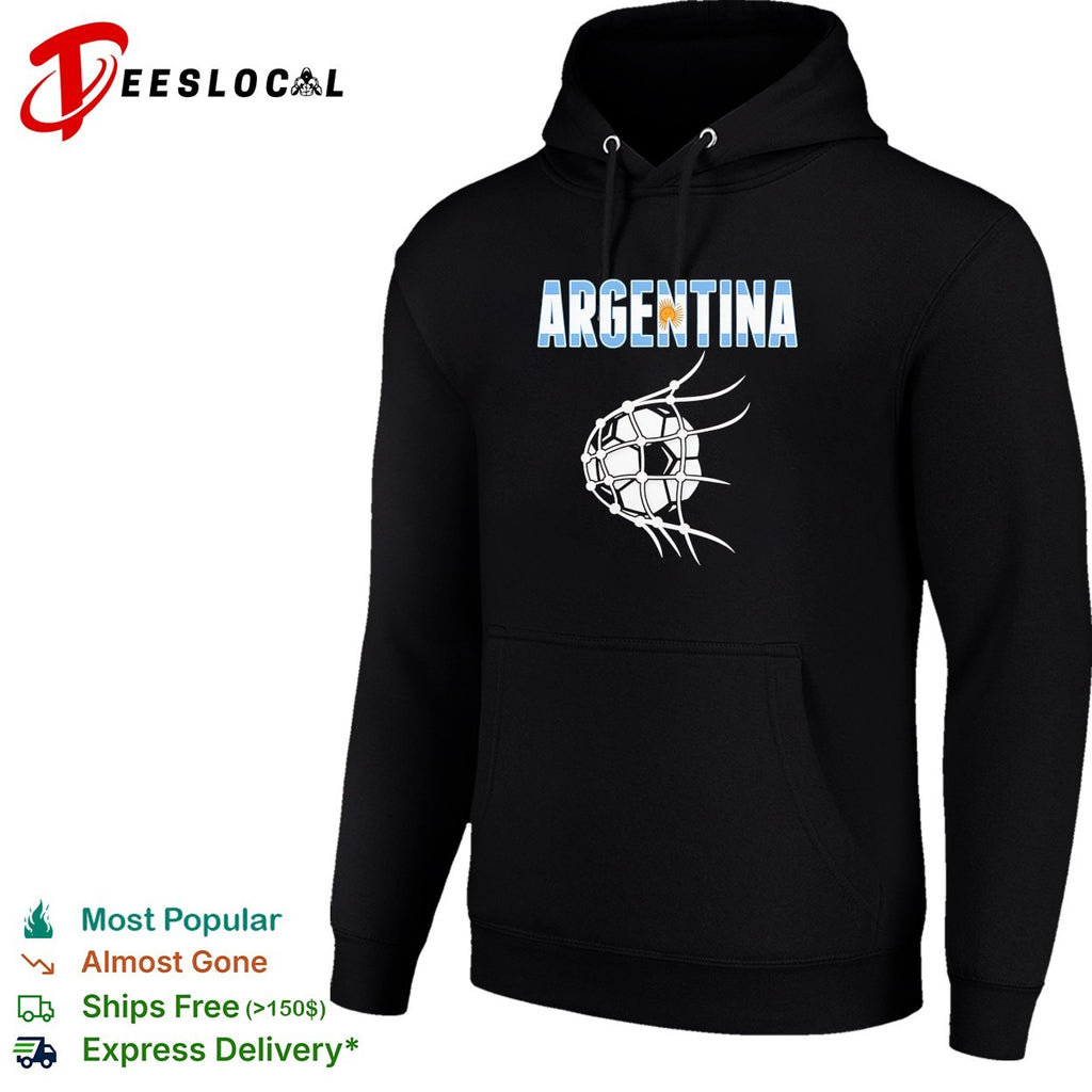 Argentina Soccer Ball in Net World Cup Goal Celebration Fans National Team shirt