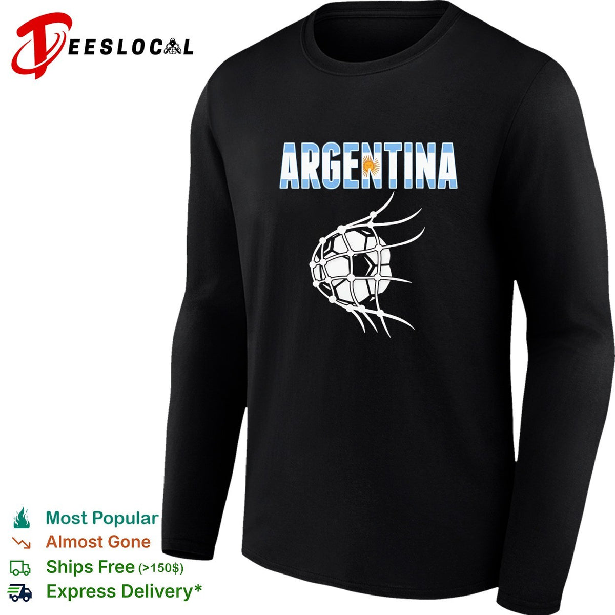 Argentina Soccer Ball in Net World Cup Goal Celebration Fans National Team shirt