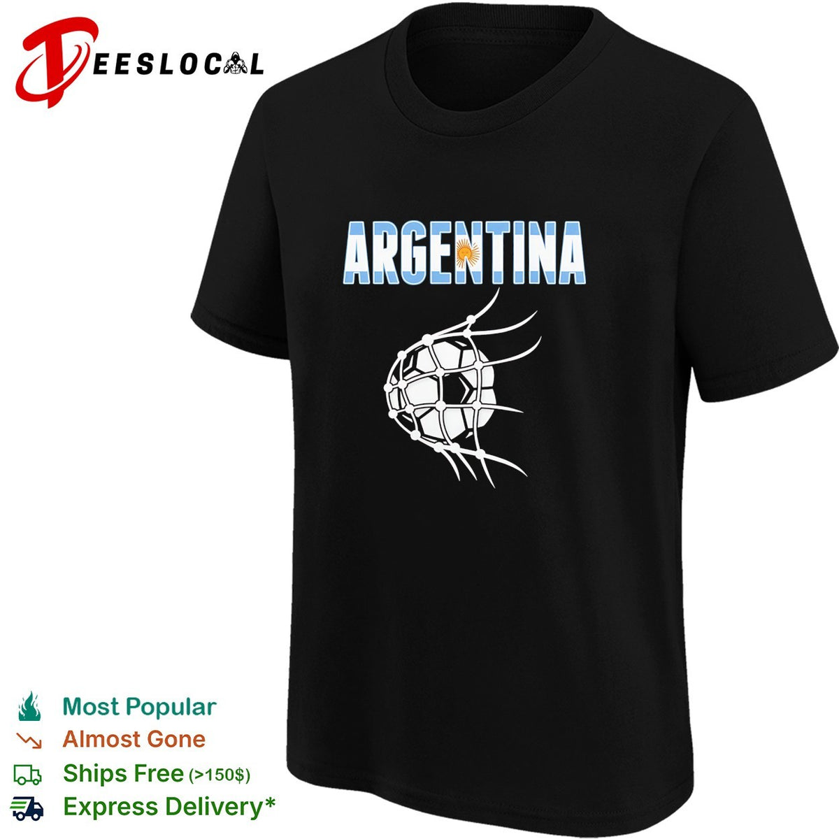 Argentina Soccer Ball in Net World Cup Goal Celebration Fans National Team shirt