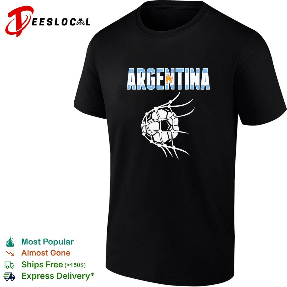 Argentina Soccer Ball in Net World Cup Goal Celebration Fans National Team shirt