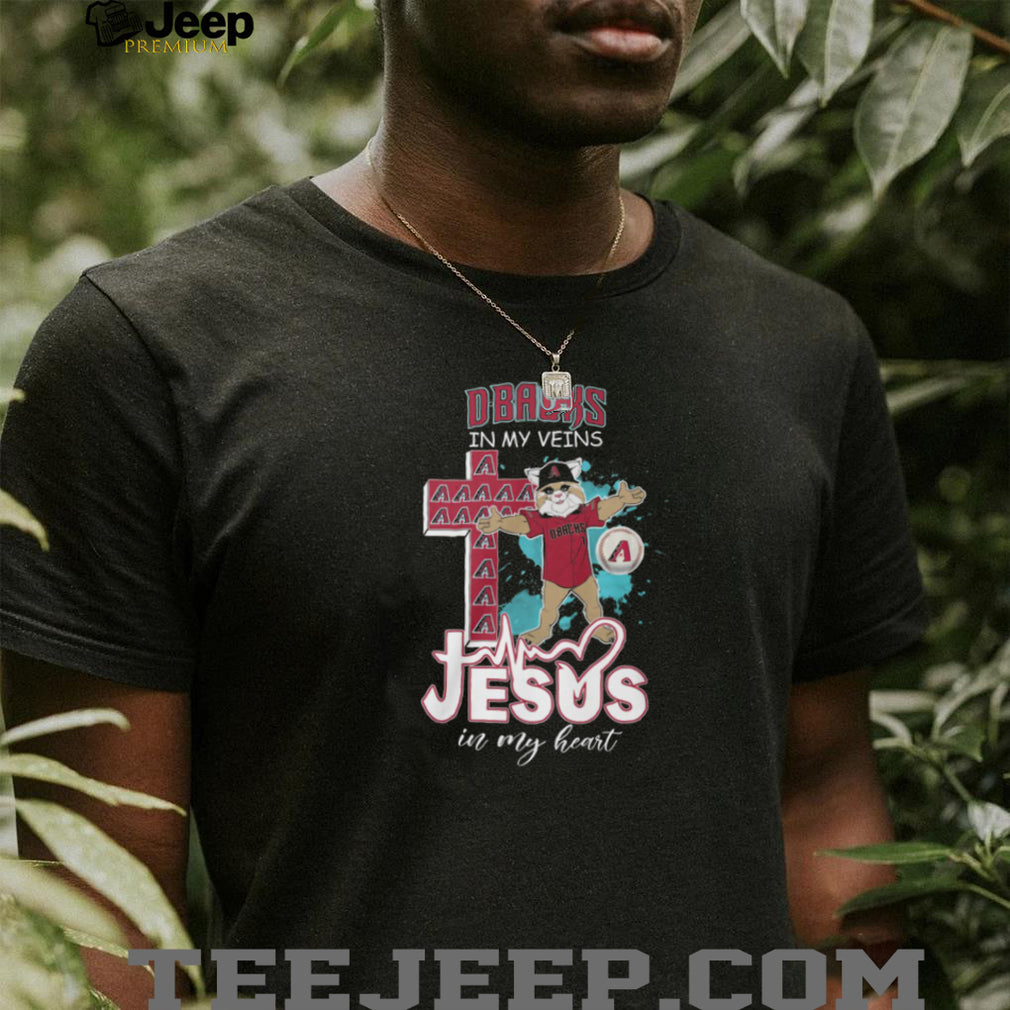 Arizona D Backs Baxter The Bobcat Cross Heartbeat Jesus In My Heart T Shirt