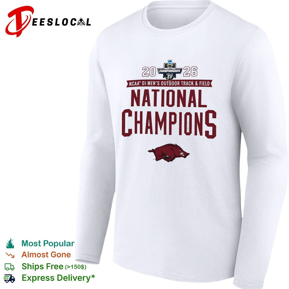 Arkansas Razorbacks 2026 NCAA DI Men’s Outdoor Track and Field National Champions shirt