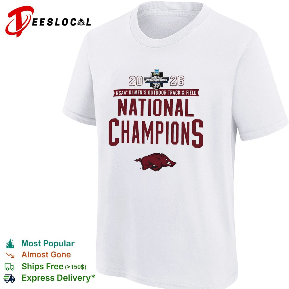 Arkansas Razorbacks 2026 NCAA DI Men’s Outdoor Track and Field National Champions shirt