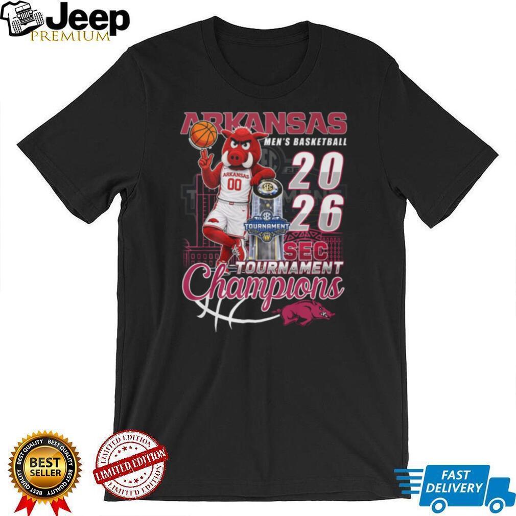 Arkansas Razorbacks 2026 SEC Men’s Basketball Tournament Champions Mascot Shirt
