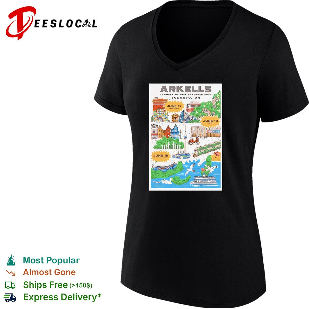 Arkells Between Us City Takeover 2026 Toronto ON June 17 18 19 Lee Palace History shirt