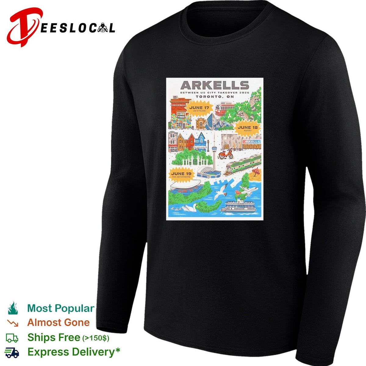 Arkells Between Us City Takeover 2026 Toronto ON June 17 18 19 Lee Palace History shirt