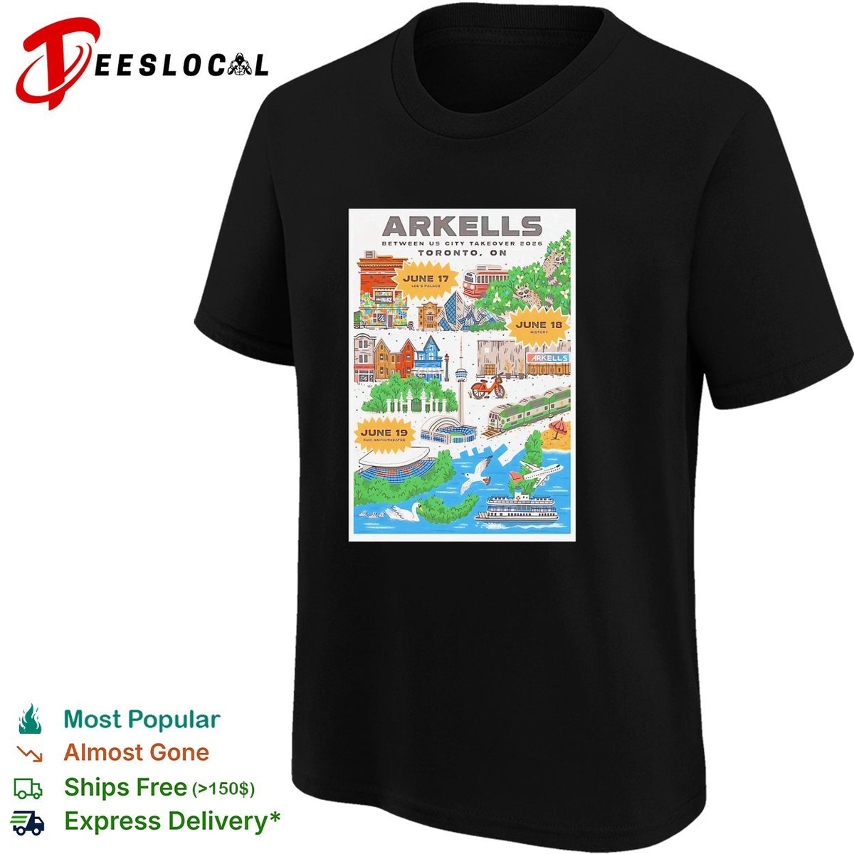 Arkells Between Us City Takeover 2026 Toronto ON June 17 18 19 Lee Palace History shirt