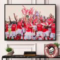 Arsenal 2025 2026 Premier League Champions Lifting The Trophy Up Celebration Photo Home Decor Poster Canvas