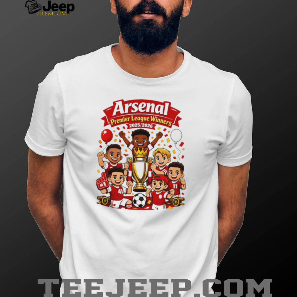 Arsenal Kids Cartoon Premier League Winners 2026 T Shirt