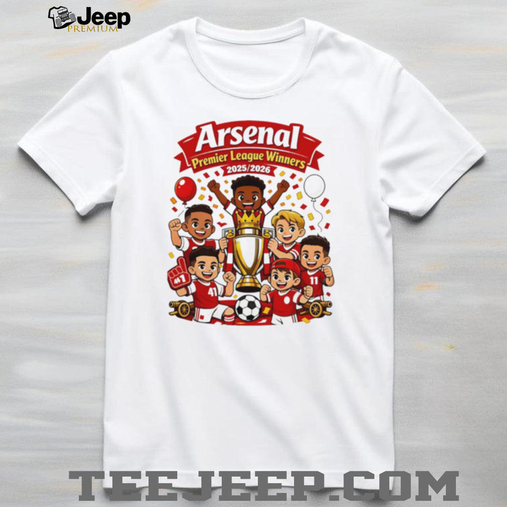 Arsenal Kids Cartoon Premier League Winners 2026 T Shirt