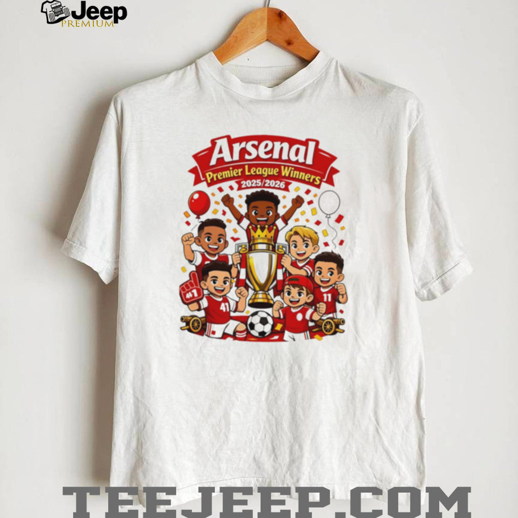 Arsenal Kids Cartoon Premier League Winners 2026 T Shirt