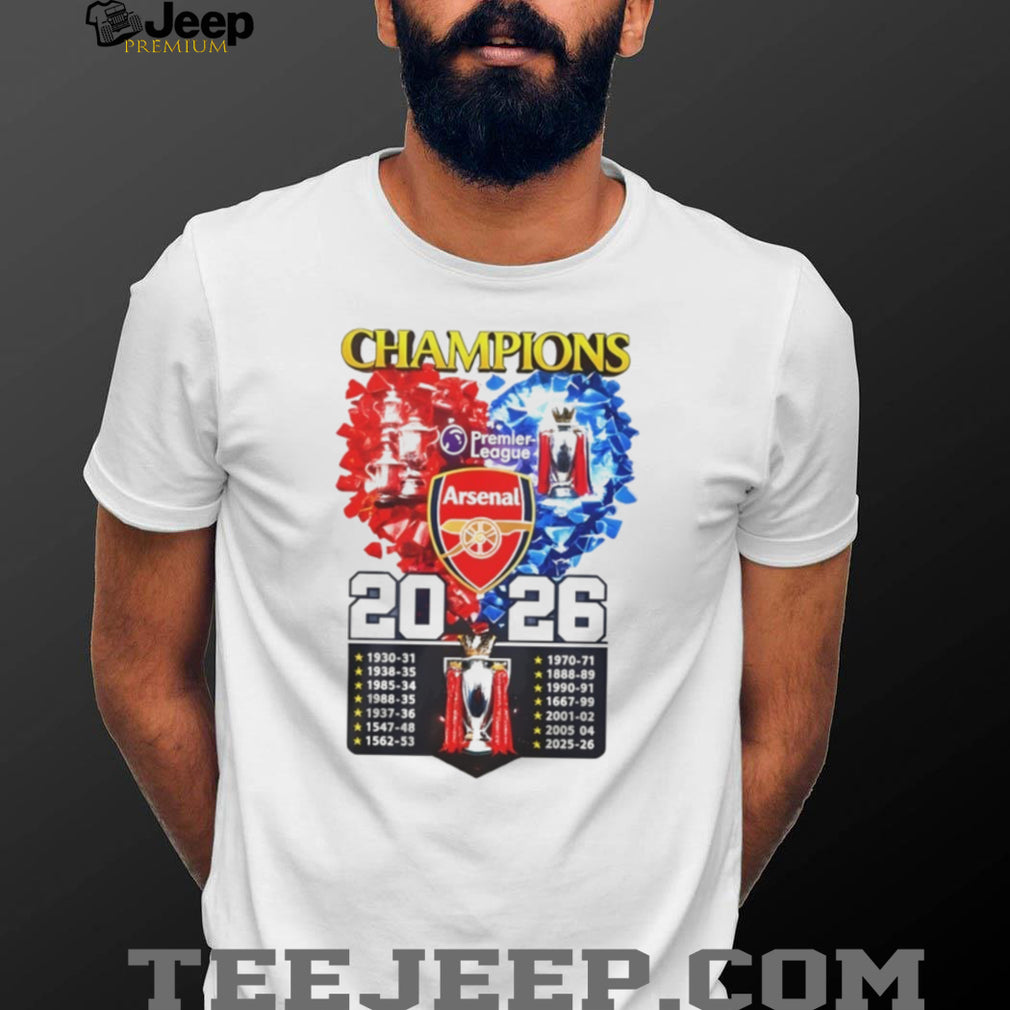 Arsenal Premier League Football Champions 2026 History T Shirt