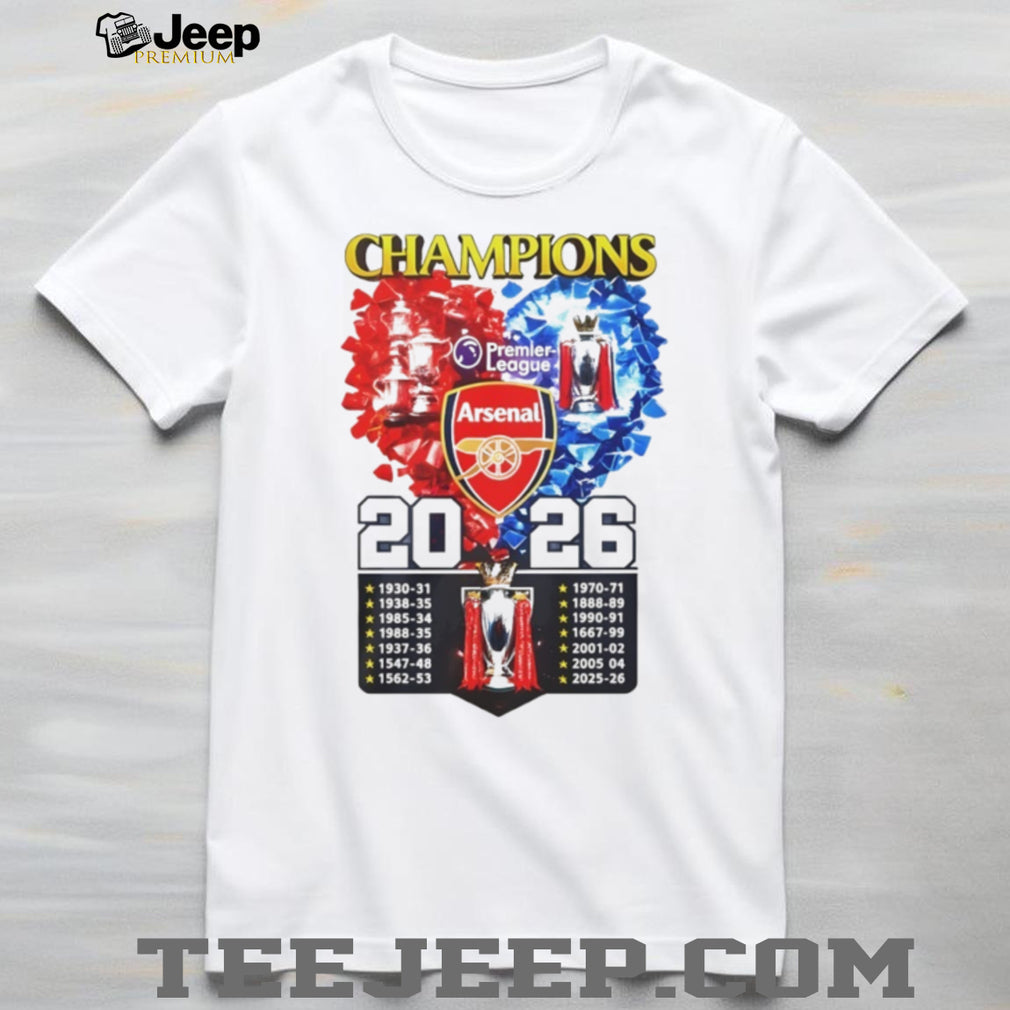 Arsenal Premier League Football Champions 2026 History T Shirt