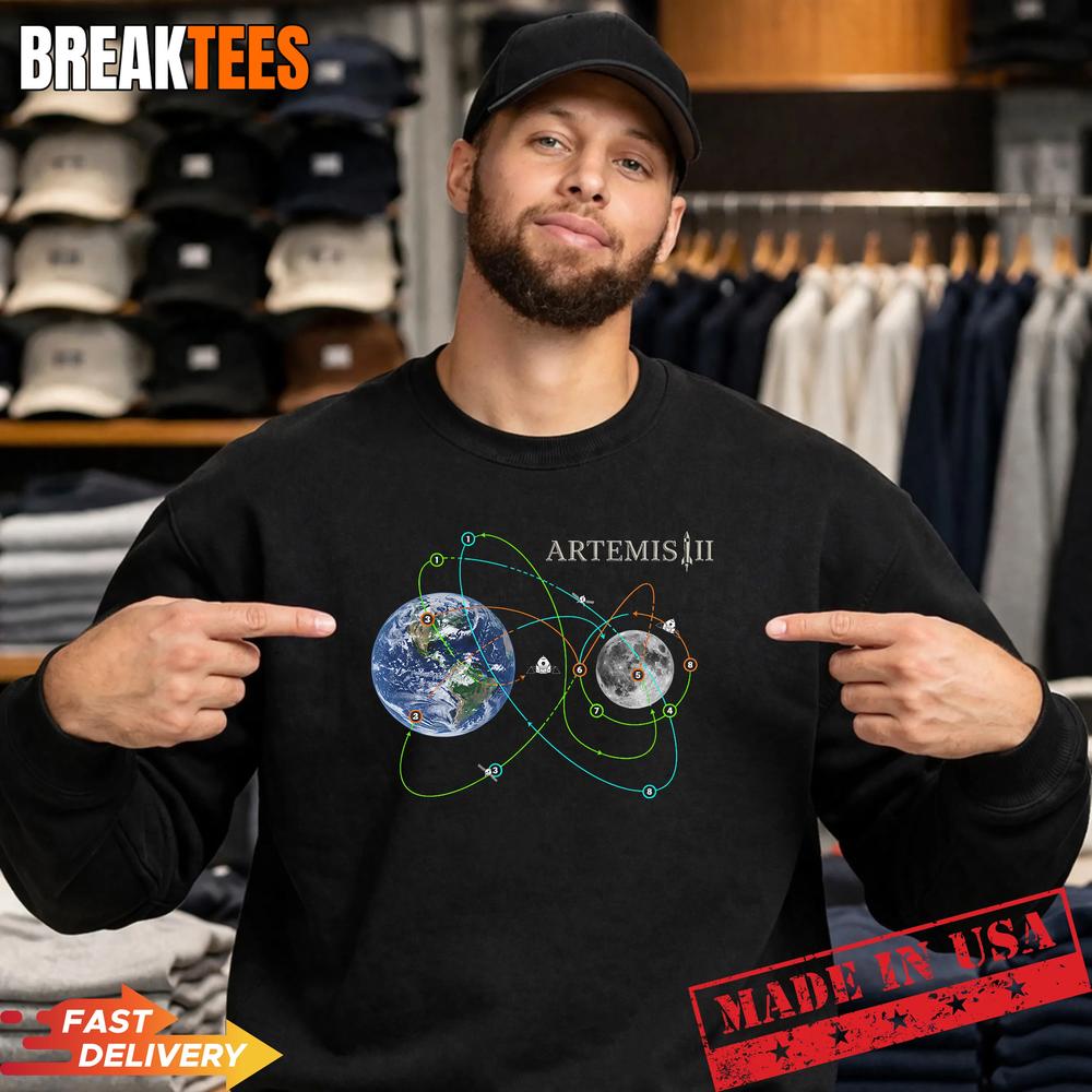 Artemis 2 Mission Patch Style Space Exploration Rocket T-Shirt