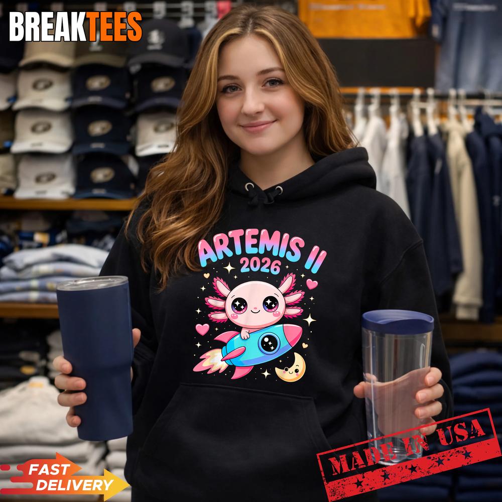 Artemis II 2026 Cute Axolotl Launch Back to The Moon Shirt