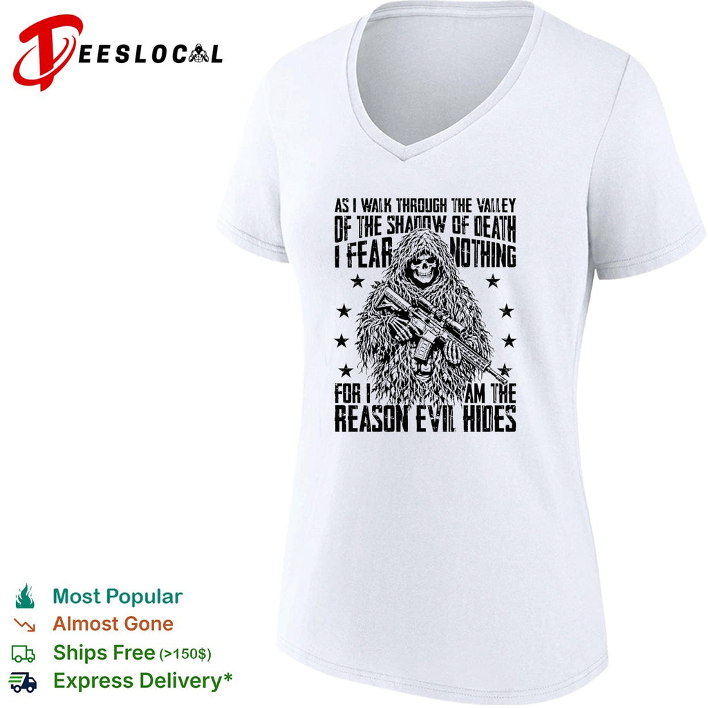 As I walk through the valley of the shadow of death soldier skull shirt