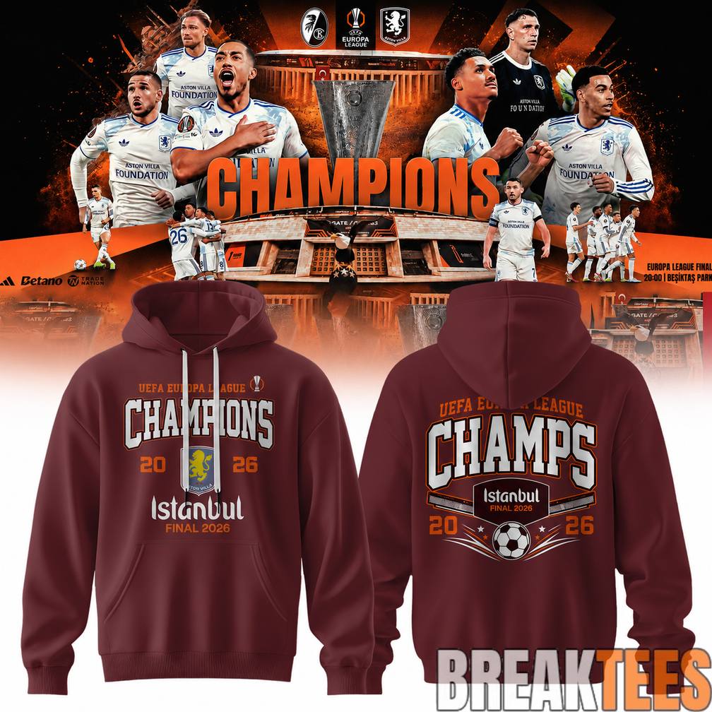 Aston Villa UEFA Europa League Champions 25-26 Hoodie – Claret Glory in Istanbul
