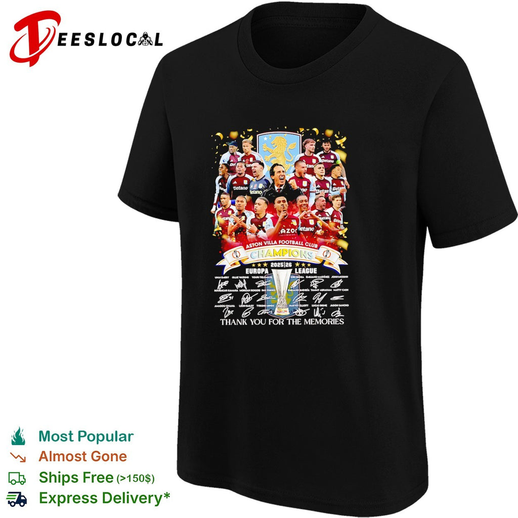 Aston Villa Unai Emery Ollie Watkins 2026 Europa League Champions team shirt