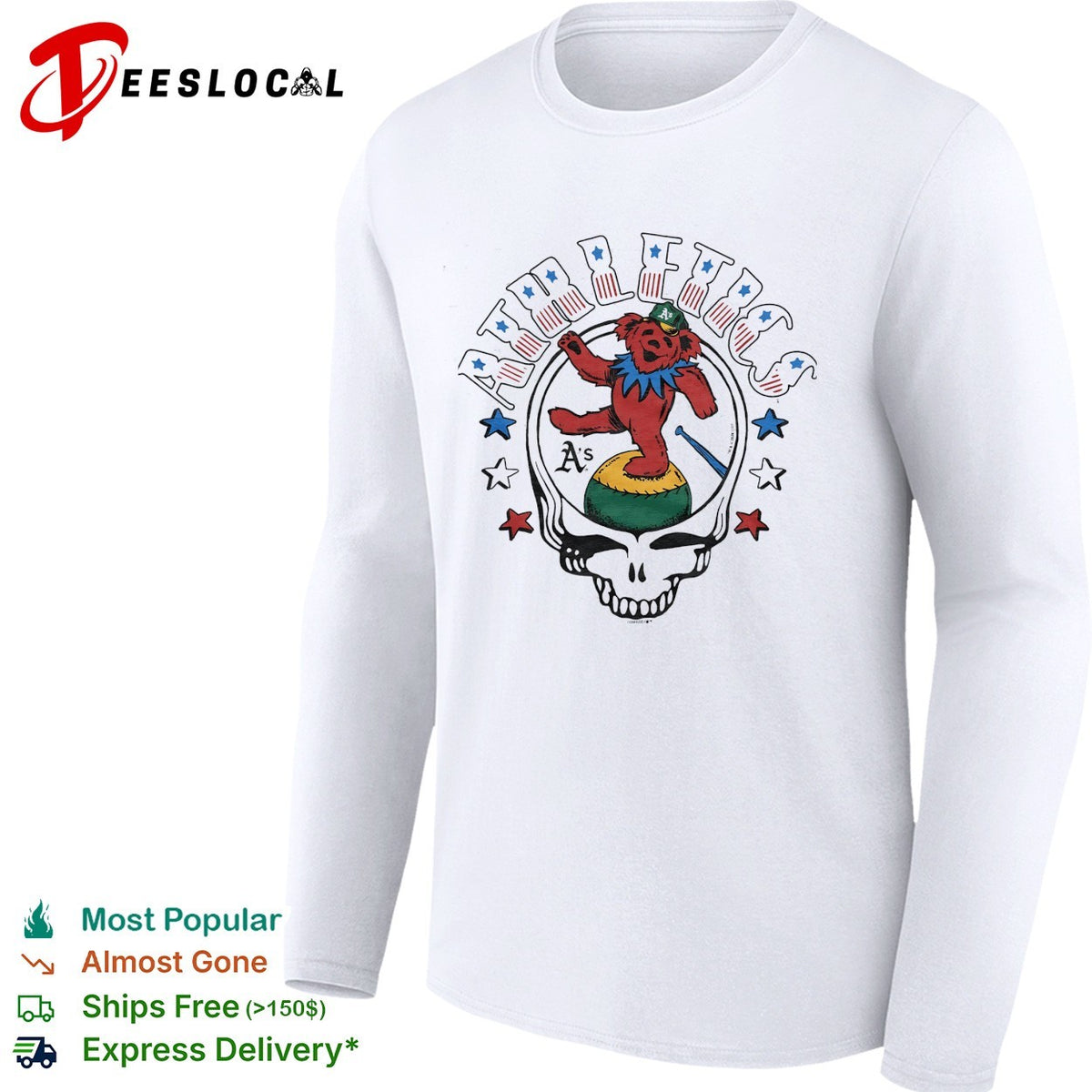 Athletics MLB x Grateful Dead bear Americana vintage shirt