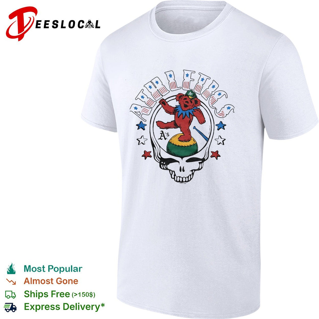 Athletics MLB x Grateful Dead bear Americana vintage shirt