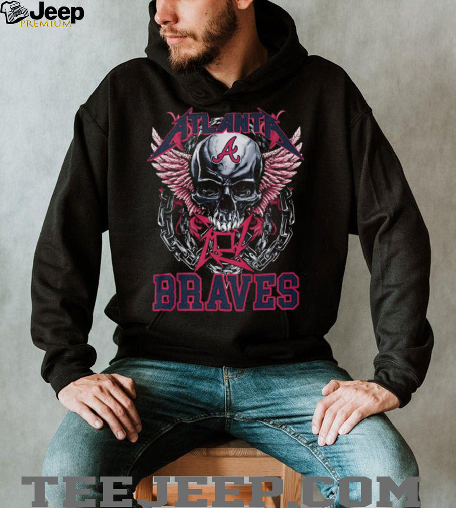 Atlanta Braves Metallica Style Skull Wings T Shirt Heavy Metal MLB Fan Apparel