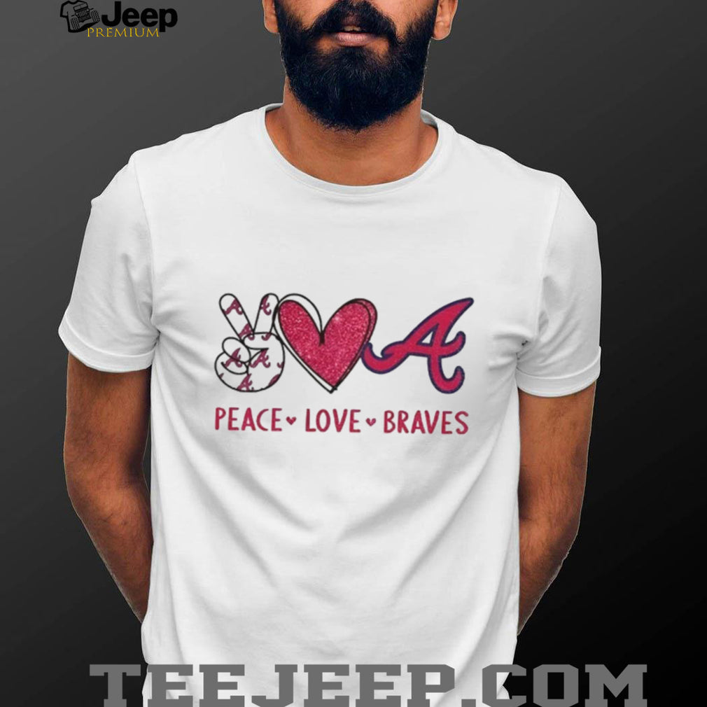 Atlanta Braves Peace Love Braves Baseball Logo T Shirt
