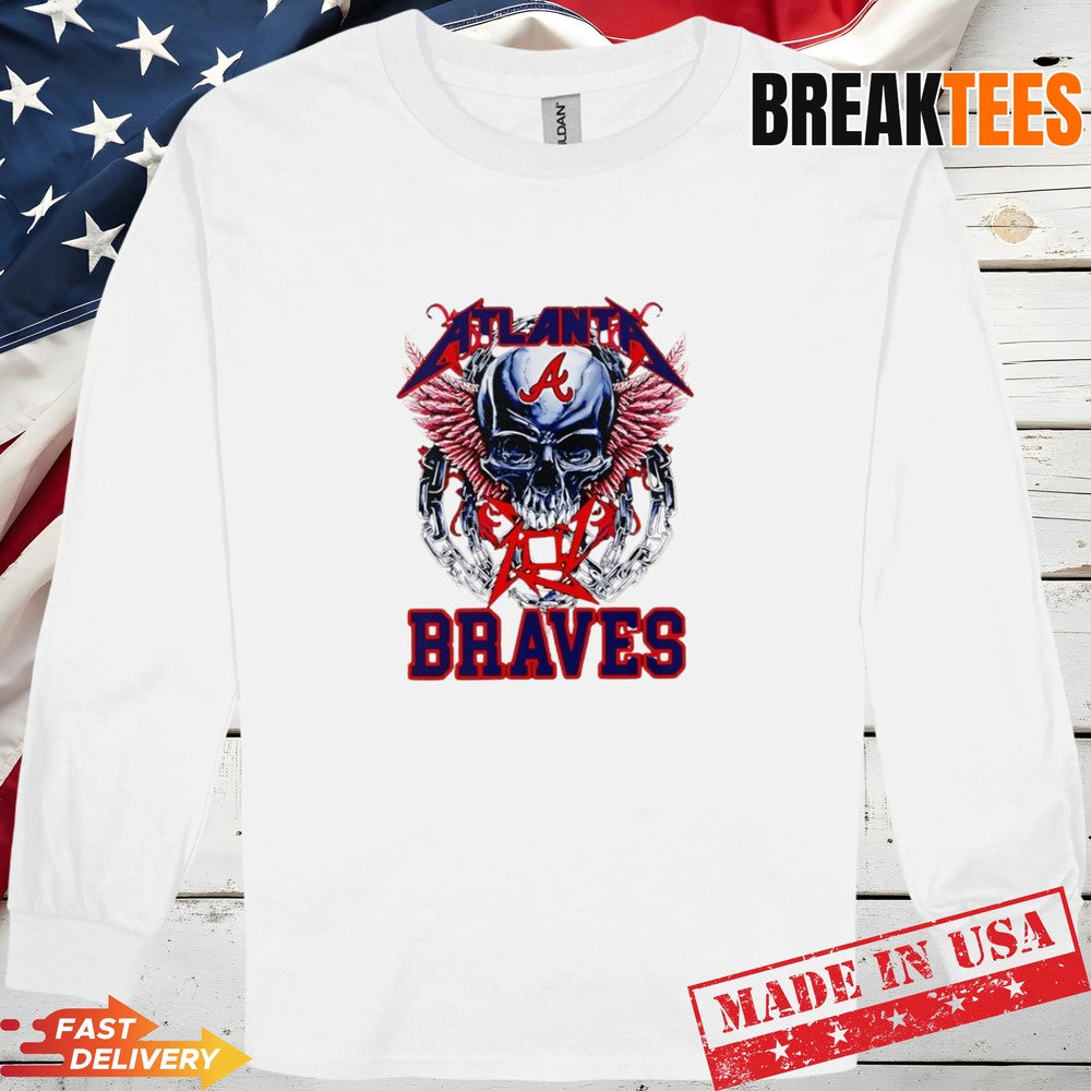 Atlanta Braves Skull MLB Graphic T-Shirt