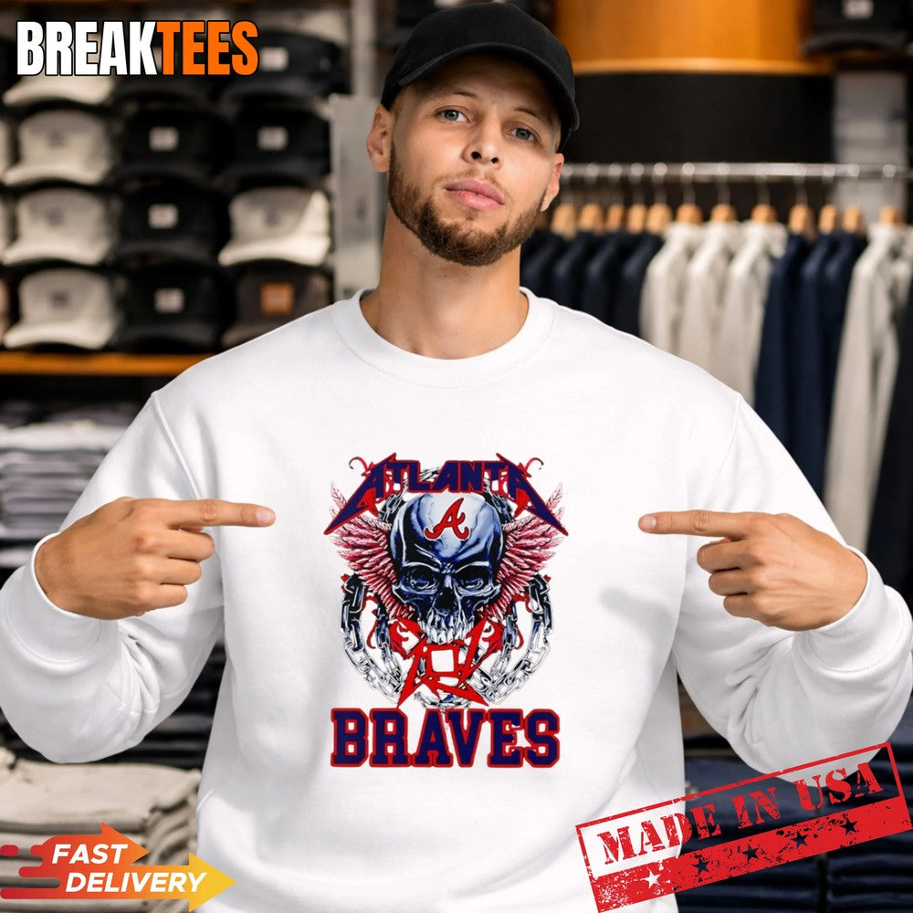 Atlanta Braves Skull MLB Graphic T-Shirt