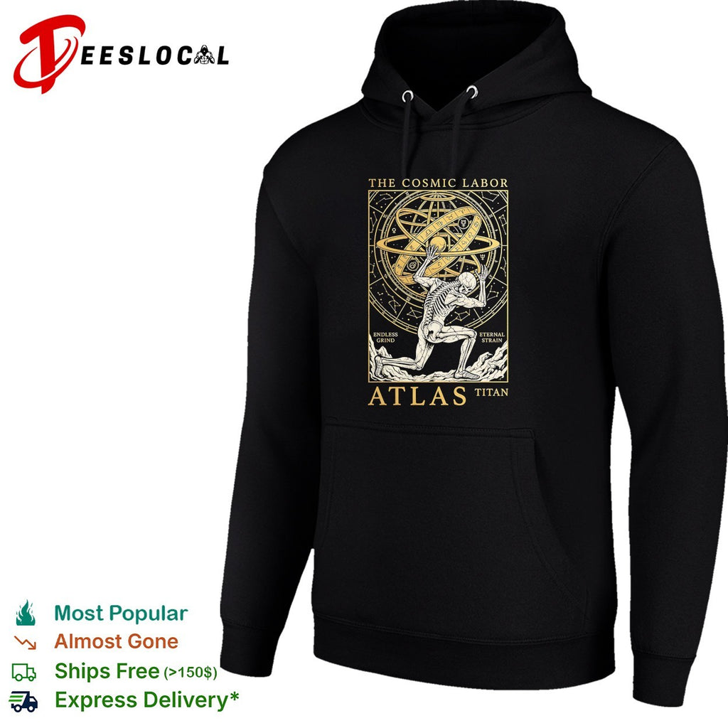 Atlas titan cosmic labor armillary sphere skeleton astronomy shirt