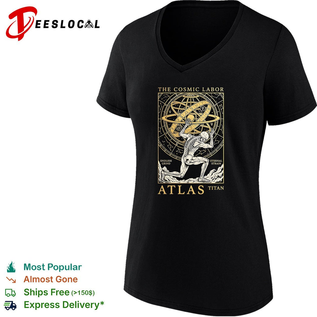 Atlas titan cosmic labor armillary sphere skeleton astronomy shirt