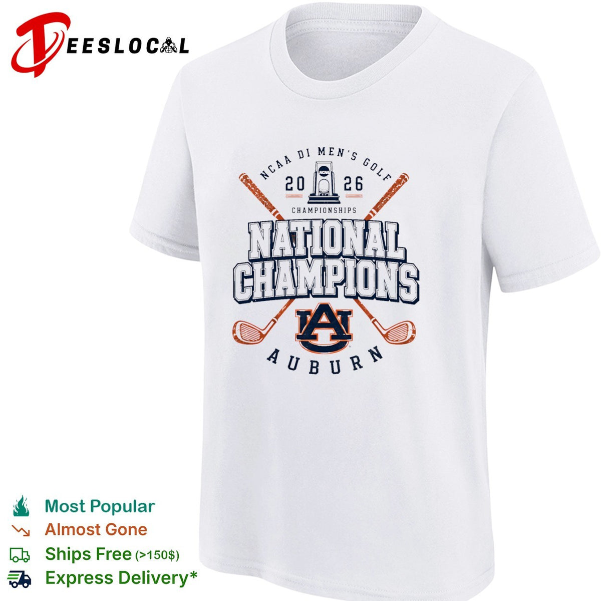 Auburn Tigers 2026 NCAA DI Men’s Golf National Champions shirt