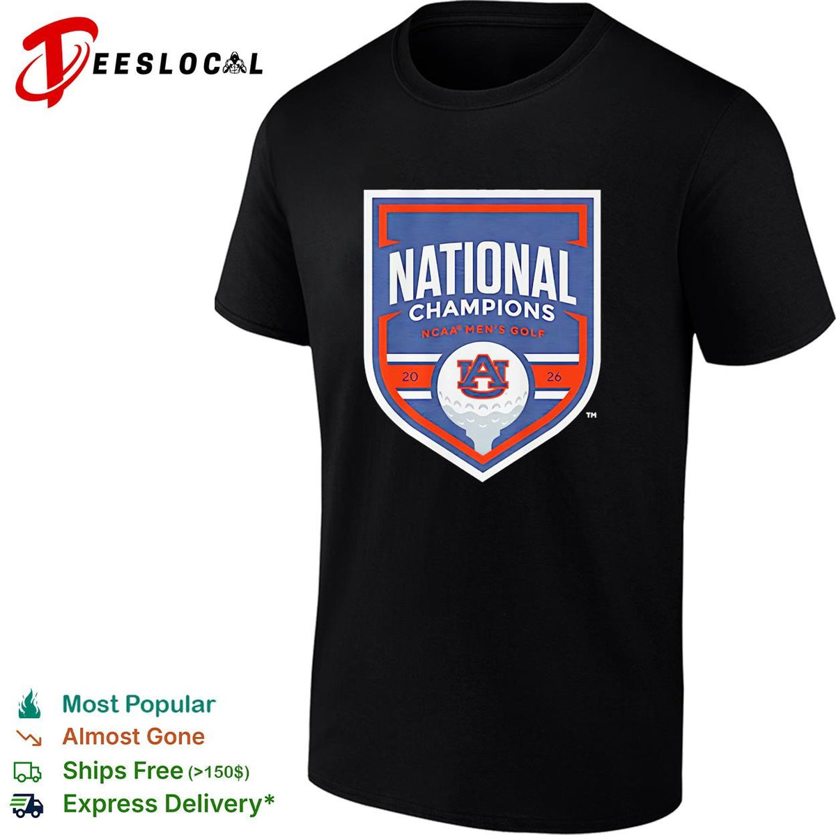 Auburn Tigers men’s NCAA Golf National Champions 2026 championship graphic shirt
