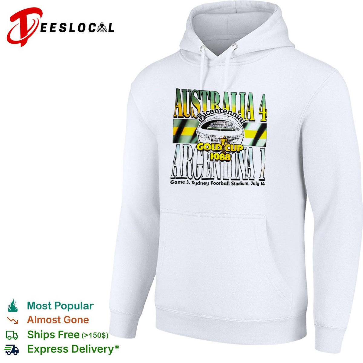 Australia 4 Argentina 1 Bicentennial Gold Cup 1988 Game 3 Sydney Football Stadium shirt