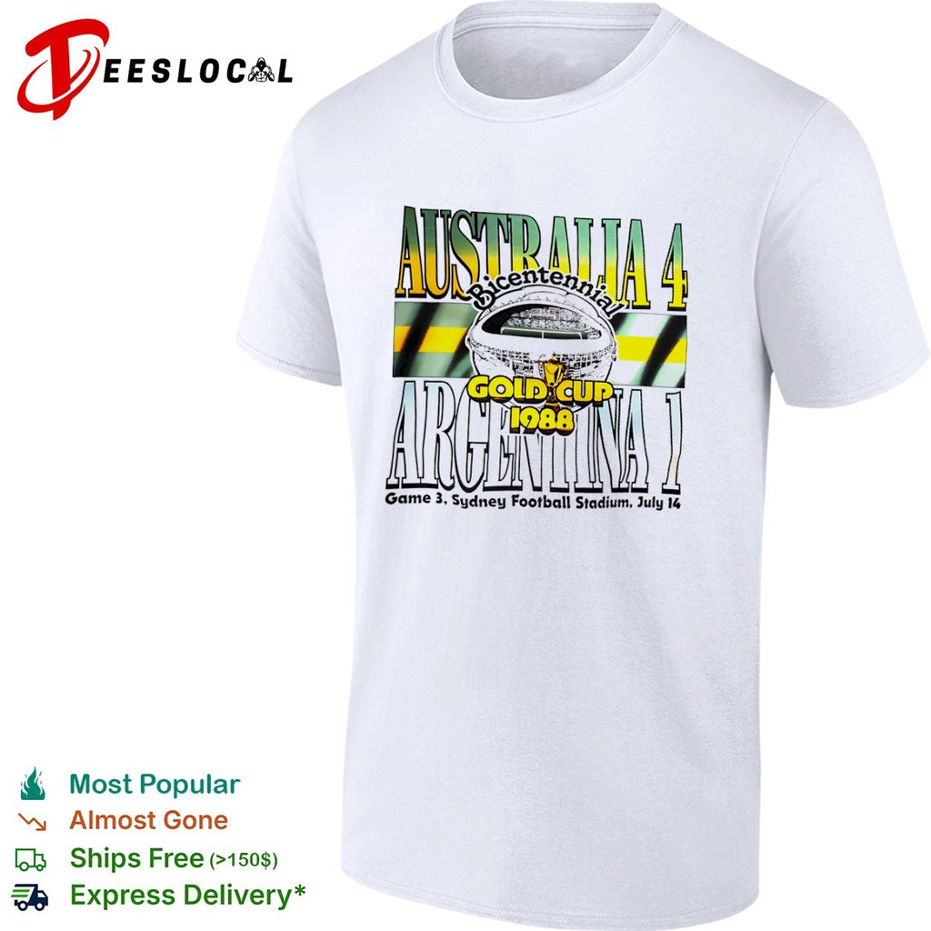 Australia 4 Argentina 1 Bicentennial Gold Cup 1988 Game 3 Sydney Football Stadium shirt