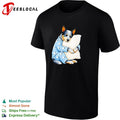 Australian Cattle Dog Sleeping in Sheep Pajamas Hugging a White Pillow shirt